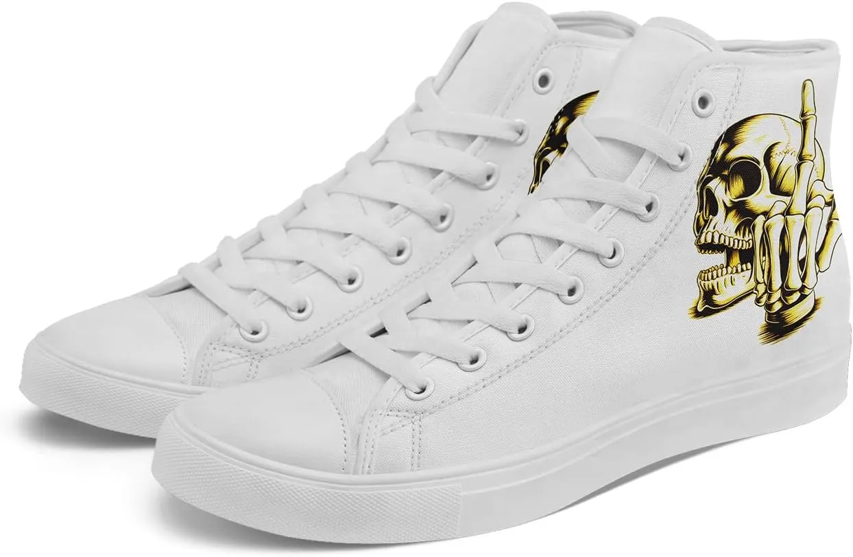 Skull Shoes High Top Canvas Sneakers for Men Women Classic Lace up Casual Trainers Plimsoles Flat Shoes Gothic Walking Streetwear
