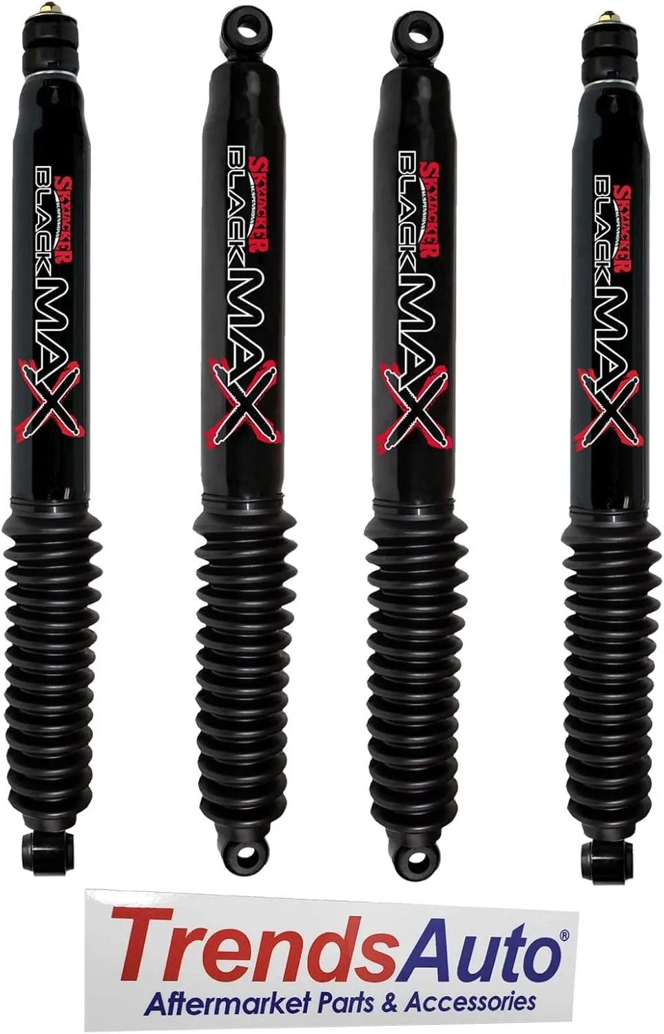 Skyjacker Black MAX Series Set of Front and Rear Shock Absorbers for 2005-2016 Ford F-250 Super Duty F-350 Super Duty 4WD with 0-3 Inch Lift | Includes TrendsAuto Decal Sticker | B8591 B8560