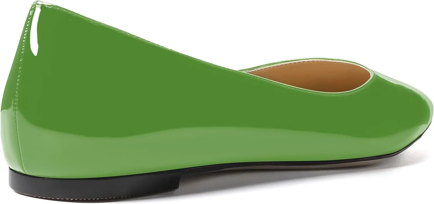 SKYSTERRY Women's Patent Office Casual Pointed Toe Slip On Flats Shoes