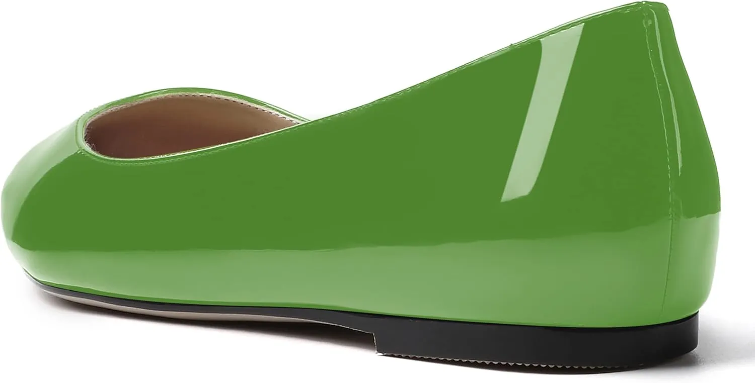 SKYSTERRY Women's Patent Office Casual Pointed Toe Slip On Flats Shoes