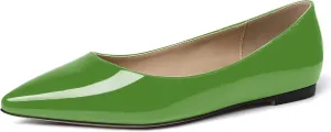 SKYSTERRY Women's Patent Office Casual Pointed Toe Slip On Flats Shoes