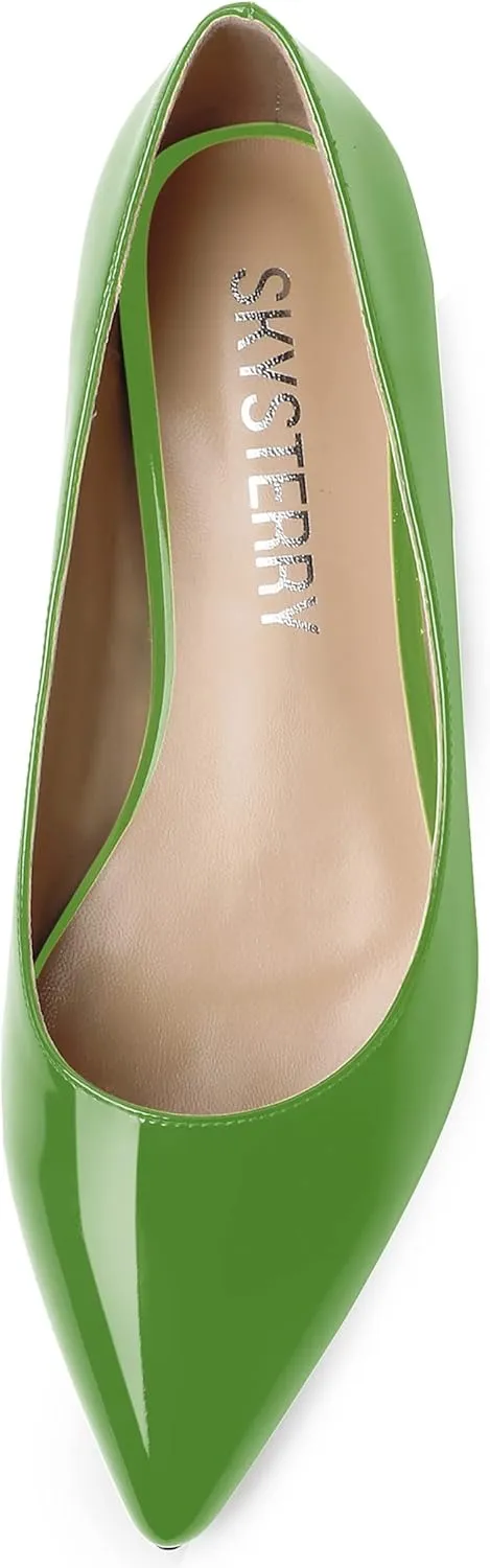 SKYSTERRY Women's Patent Office Casual Pointed Toe Slip On Flats Shoes