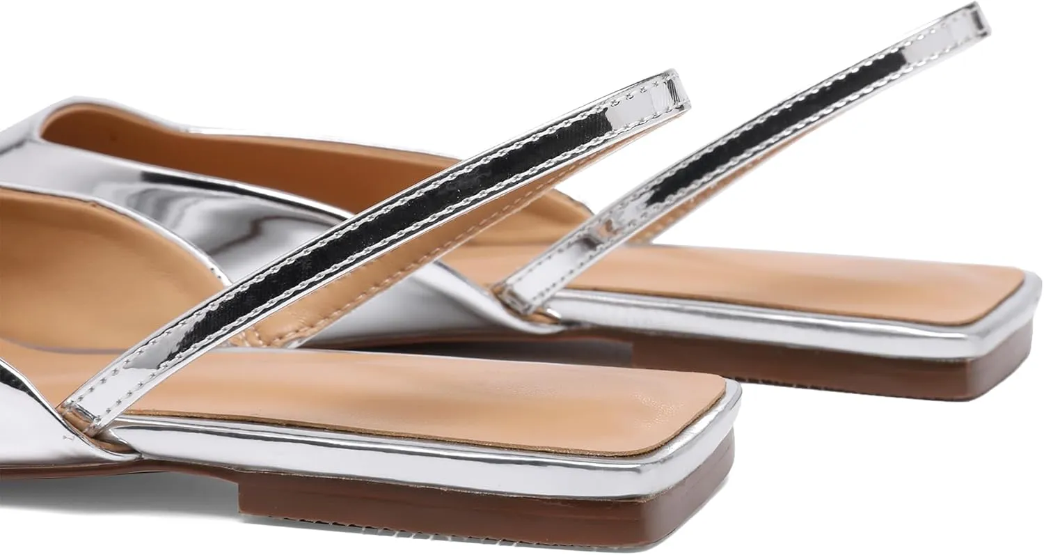 Slingback Flats for Women Slip On Pointed Toe Casual Mule Shoes