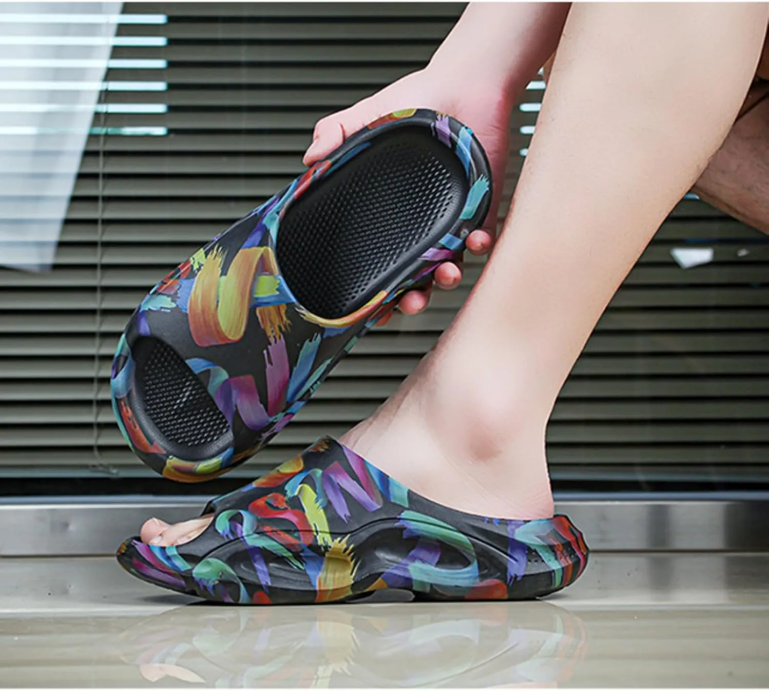 Slippers for Men Dye Tie Slides Novelty Cloud Recovery Pantuflas Para Mujer Cool Slides Sandals for Summer