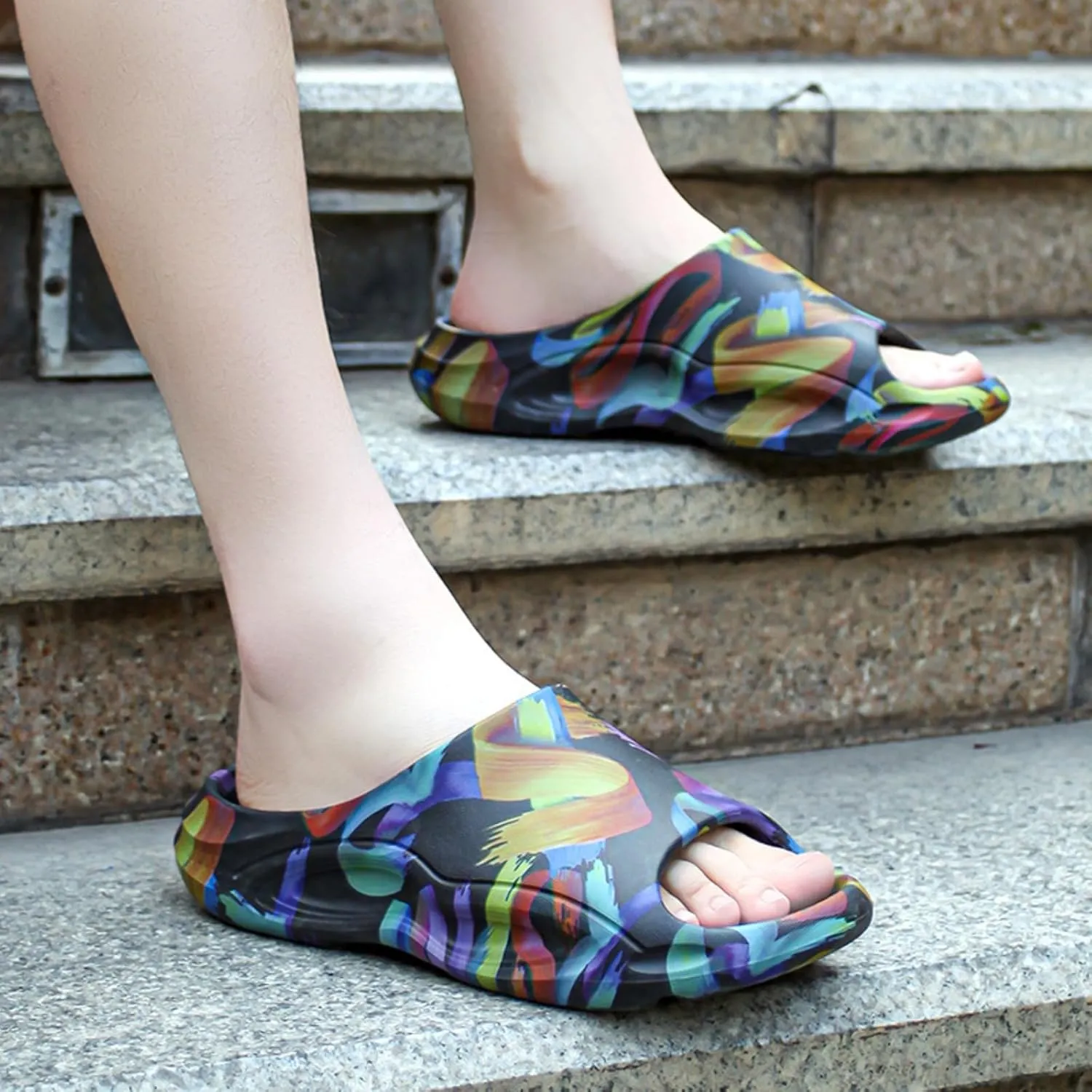 Slippers for Men Dye Tie Slides Novelty Cloud Recovery Pantuflas Para Mujer Cool Slides Sandals for Summer