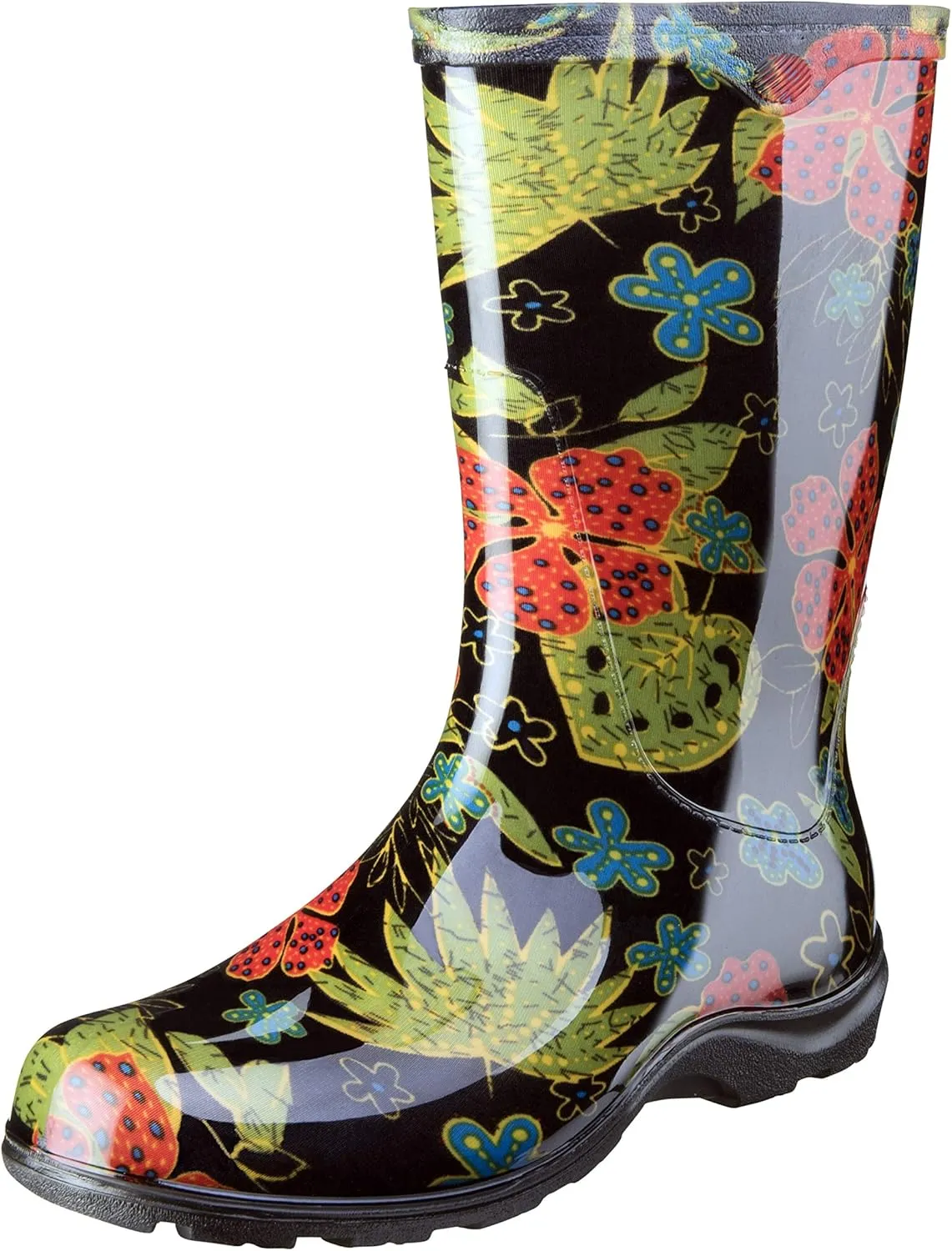 Sloggers Women's Waterproof Rain and Garden Boot with Comfort Insole, Midsummer Black, Size 6, Style 5002BK06