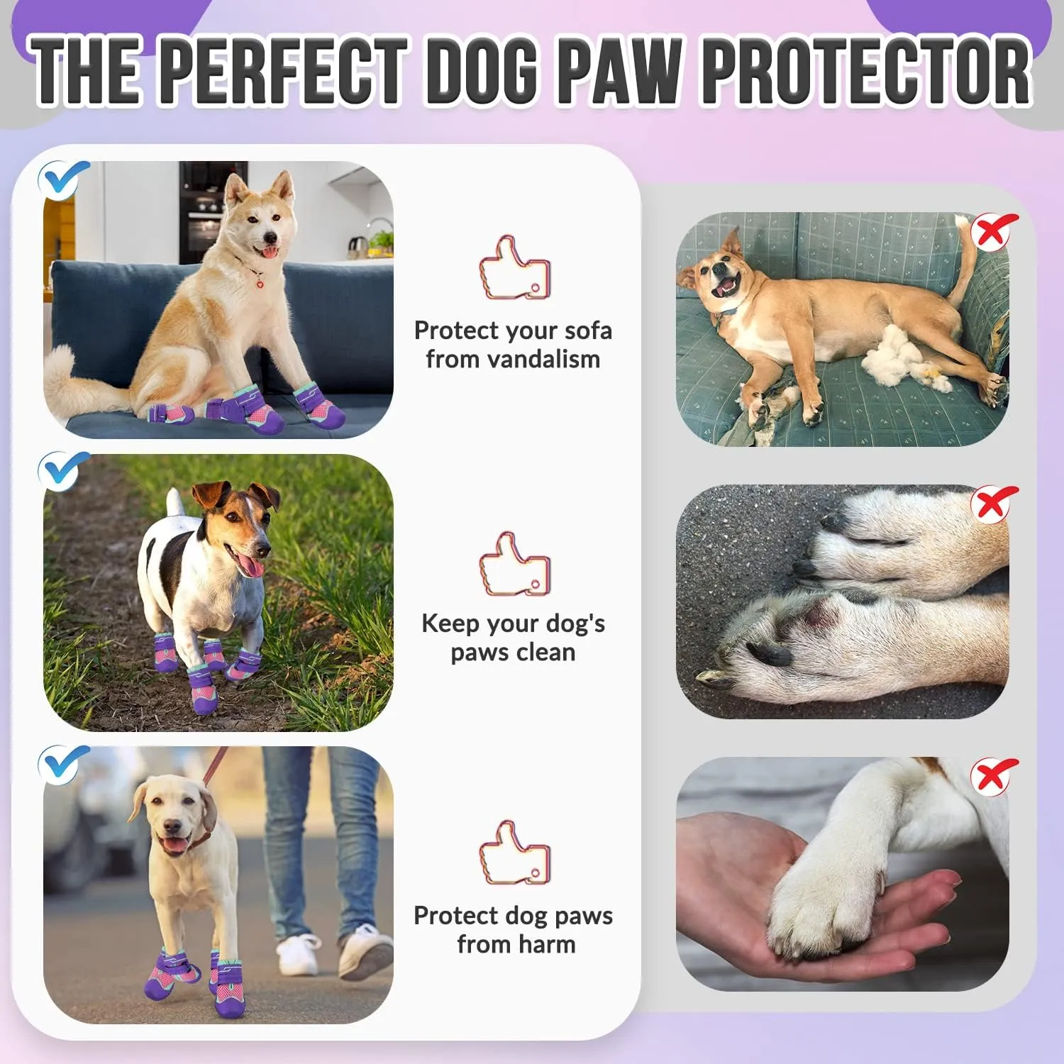 SlowTon Dog Shoes for Large Small Medium Dogs - Breathable Dog Boots for Summer Hot Pavement, Paw Protector for Outdoor Walking Winter Snow, Anti-Slip Rubber Dog Booties for Hardwood Floor (PU, 0)