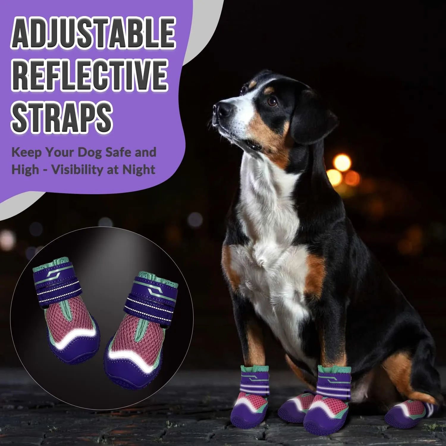 SlowTon Dog Shoes for Large Small Medium Dogs - Breathable Dog Boots for Summer Hot Pavement, Paw Protector for Outdoor Walking Winter Snow, Anti-Slip Rubber Dog Booties for Hardwood Floor (PU, 0)