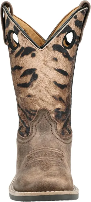 Smoky Mountain Boots Kids' Safari Western Boot, Big Kid, Brown Distress/Tiger Print, Medium, Size 7 US
