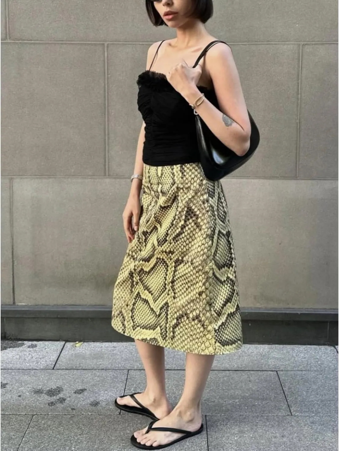 Snakeskin Print Skirt High Waist Slim Fit A Line Vintage Animal Print Wrap Sexy Casual Streetwear Skirt