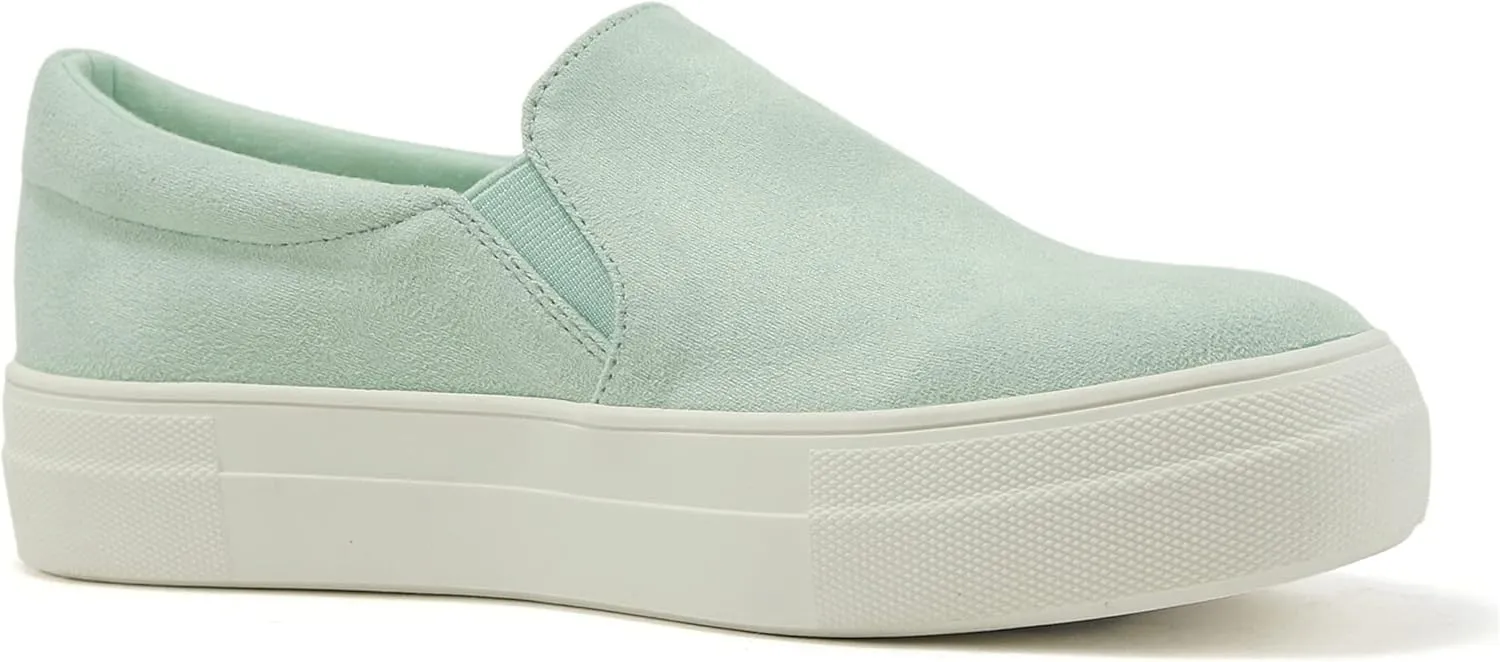 Soda Flat Women Shoes Slip On Loafers Casual Sneakers Memory Foam Insoles Hidden Platform/Flatform Round Toe Hike-G Green Light Mint 7.5
