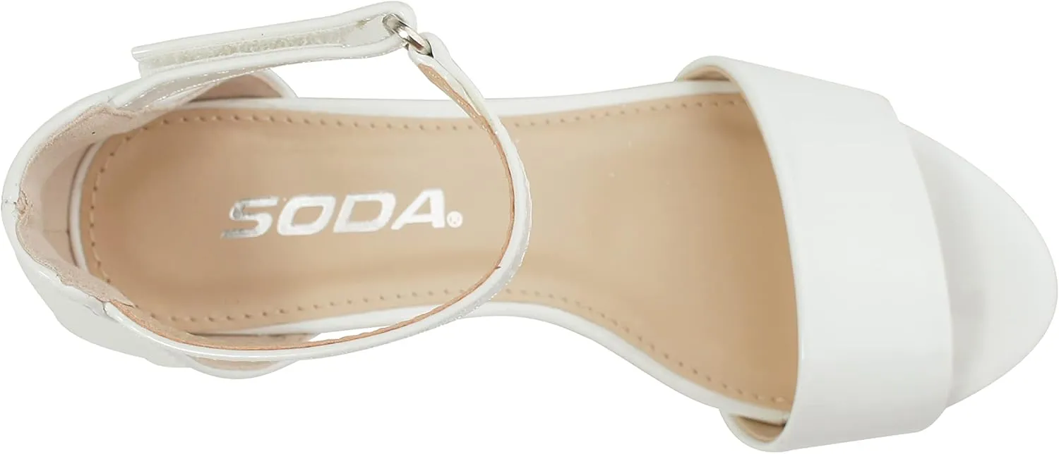 Soda Kids/Children/Girls KICK-2 Wide band Comfortable Sole with Velcor Ankle Strap Block Heel Counter Back Fashion Sandals Shoes