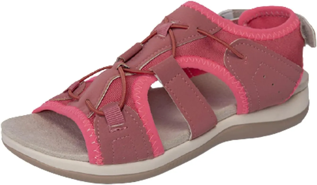 Sport Sandals with Stitching Women's Casual Cutout Open Toe Flat Sandal Adjustable Strap Comfortable Outdoor Footwear