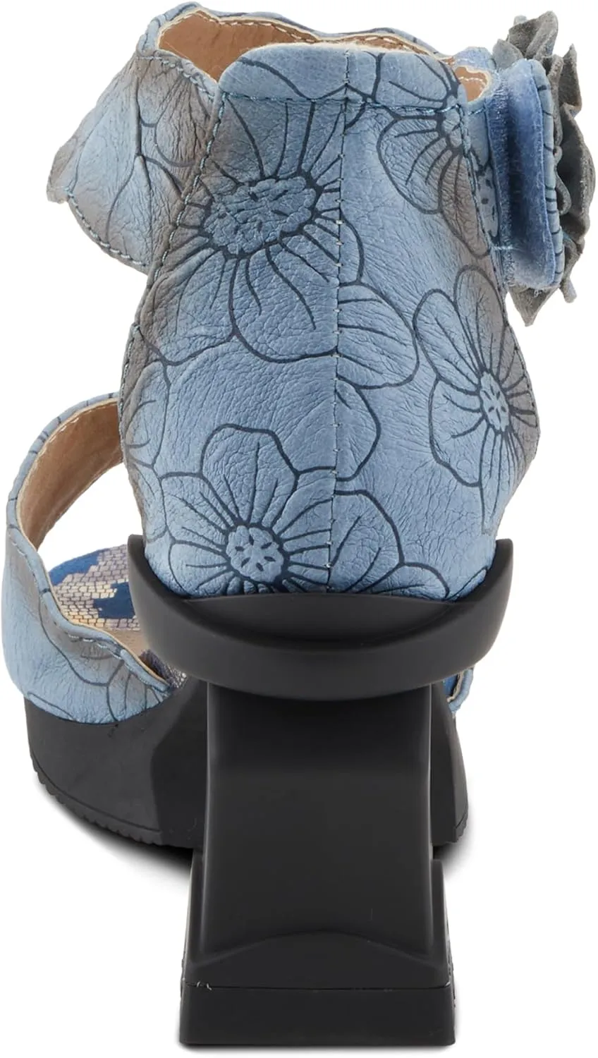 Spring Step L'Artiste Women's SUPERCOOL Heeled Sandals - Embossed Design, Hook and Loop Closure