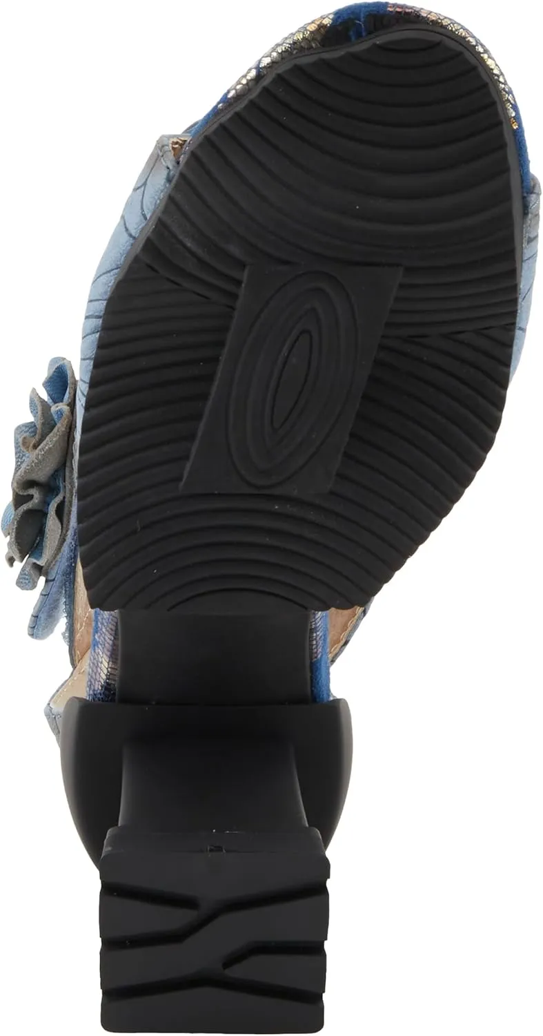 Spring Step L'Artiste Women's SUPERCOOL Heeled Sandals - Embossed Design, Hook and Loop Closure