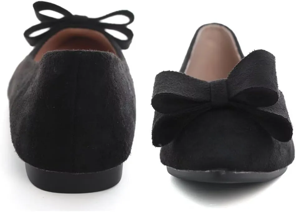 Stunner Womens Bowknot Flower Ballet Flats Pointed Toe Soft Dress Shoes