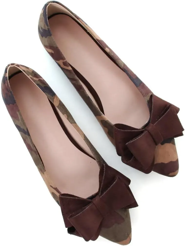 Stunner Womens Bowknot Flower Ballet Flats Pointed Toe Soft Dress Shoes