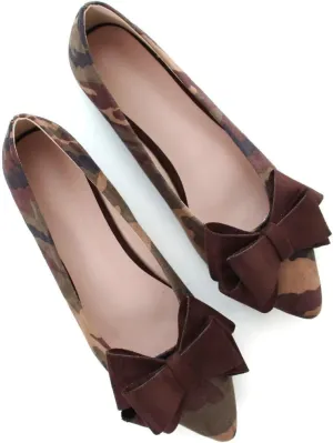 Stunner Womens Bowknot Flower Ballet Flats Pointed Toe Soft Dress Shoes