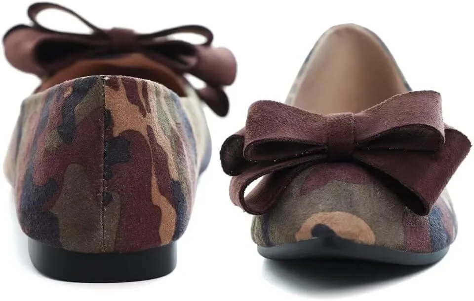 Stunner Womens Bowknot Flower Ballet Flats Pointed Toe Soft Dress Shoes