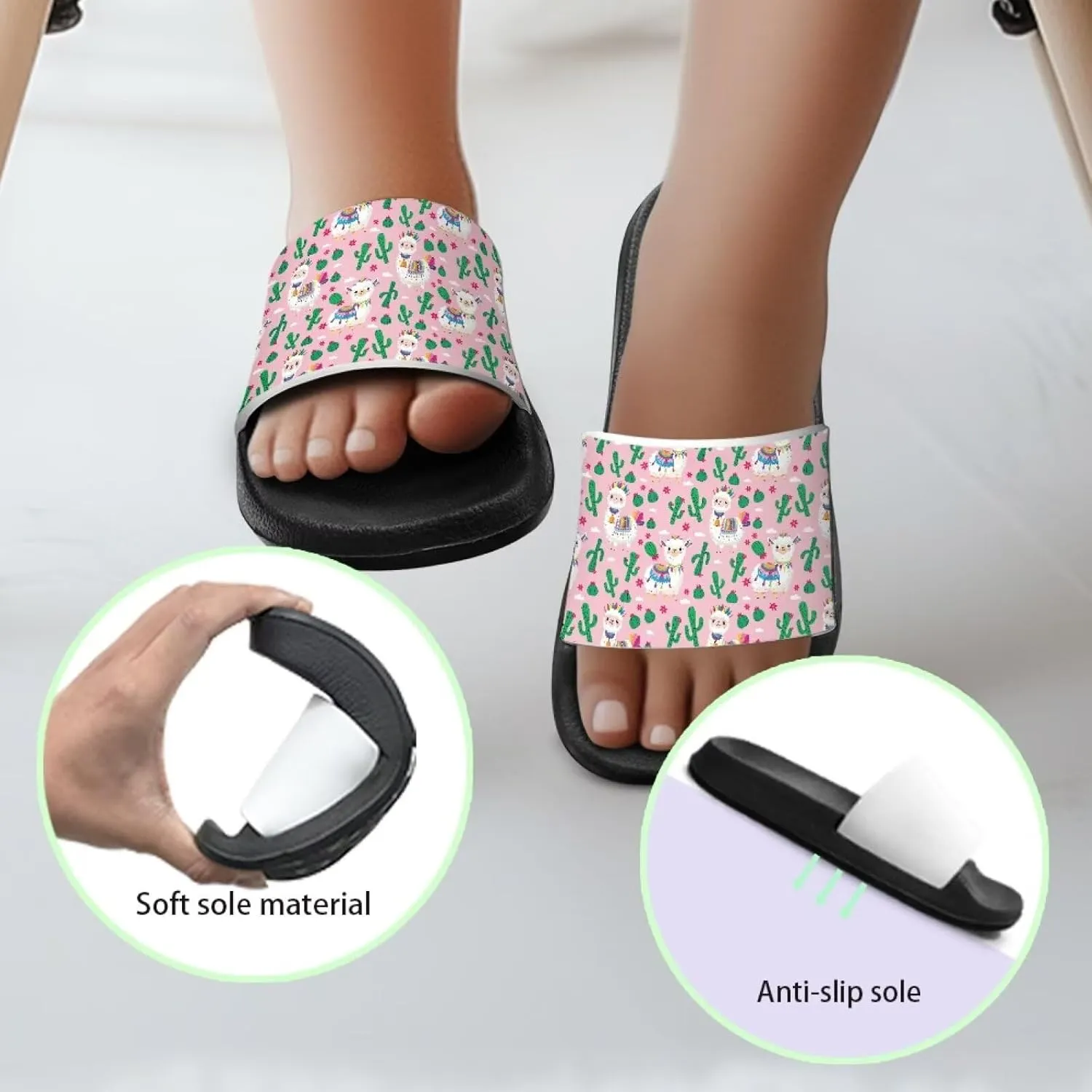 Summer Slide Slippers for Girls Shower Slippers Bathroom Pool Sandals Non-Slip Quick Drying Shower Slides Sandals