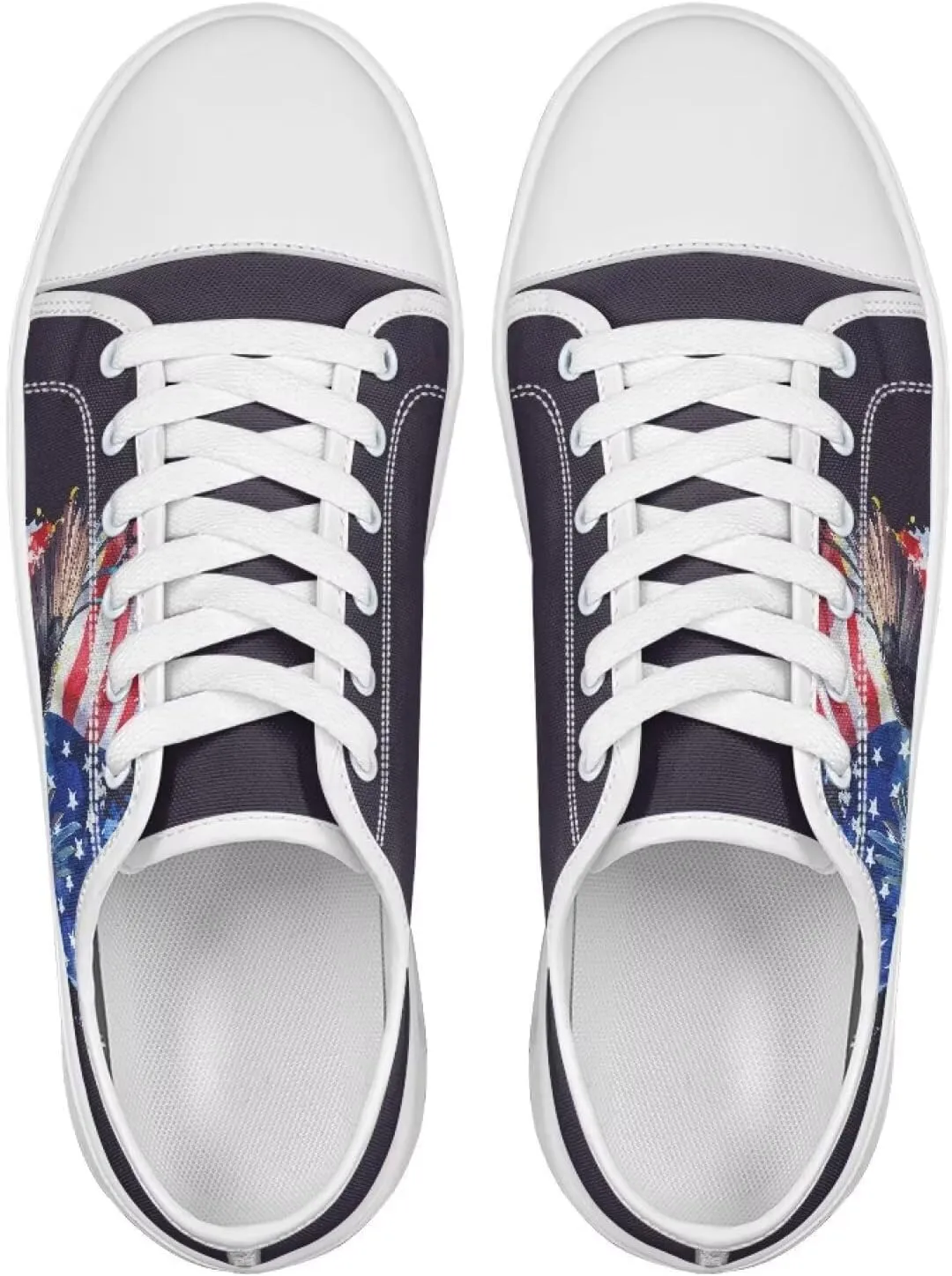 Summer Womens Casual Sneakers Trendy & Comfy Women Canvas Shoes with Flag Pattern