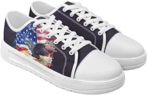 Summer Womens Casual Sneakers Trendy & Comfy Women Canvas Shoes with Flag Pattern