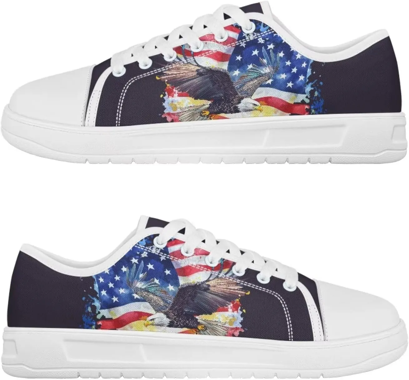 Summer Womens Casual Sneakers Trendy & Comfy Women Canvas Shoes with Flag Pattern
