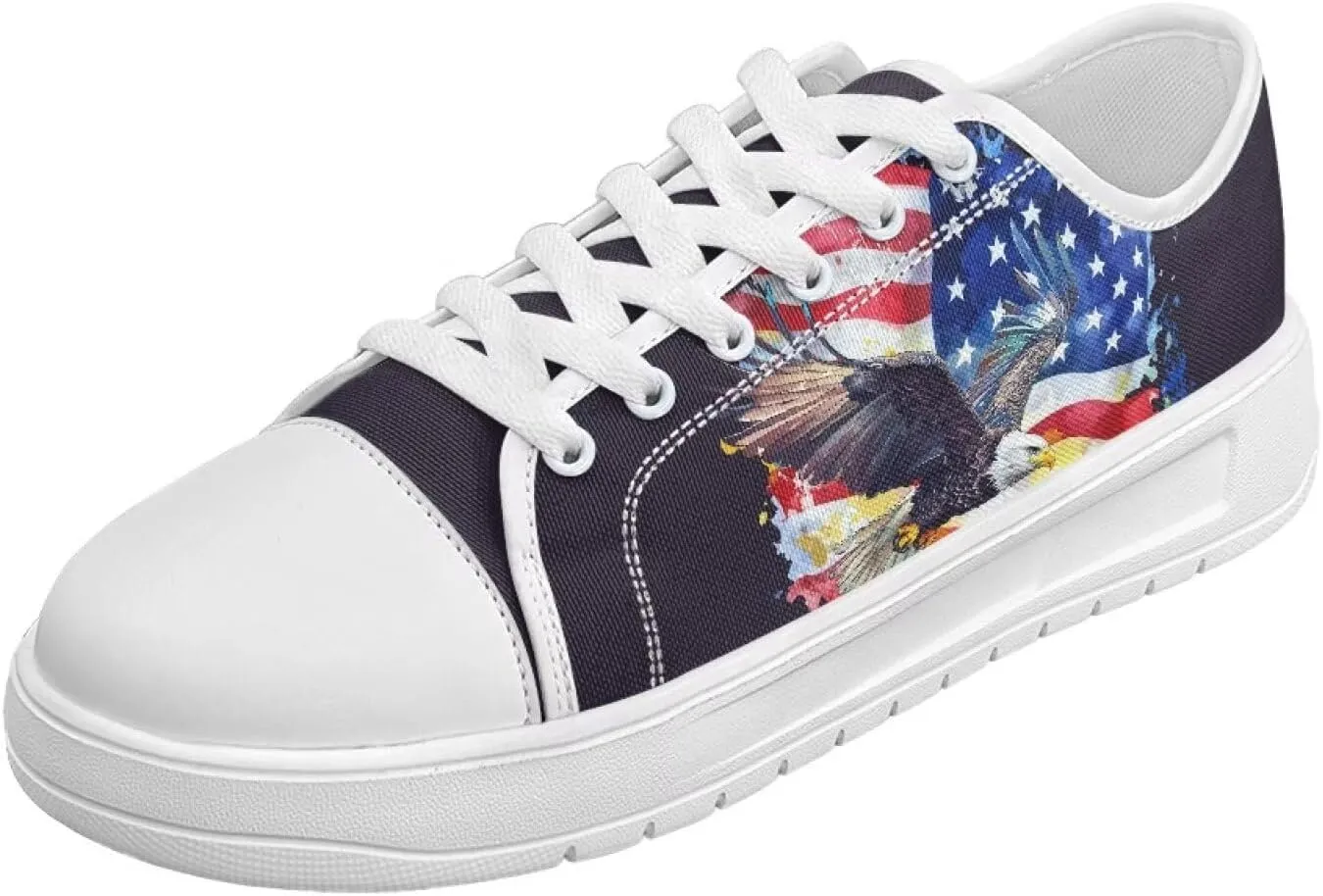 Summer Womens Casual Sneakers Trendy & Comfy Women Canvas Shoes with Flag Pattern