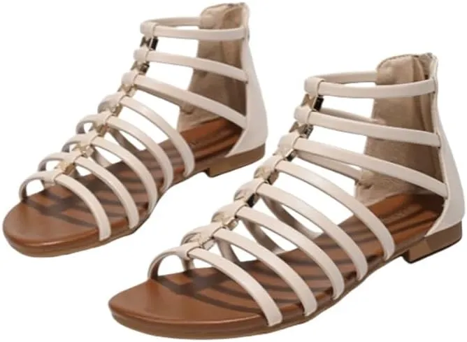 Summer Women's Flat Bohemian Roman Sandals with Back Zipper - Casual Seaside Vacation Shoes for Effortless Bohemian style