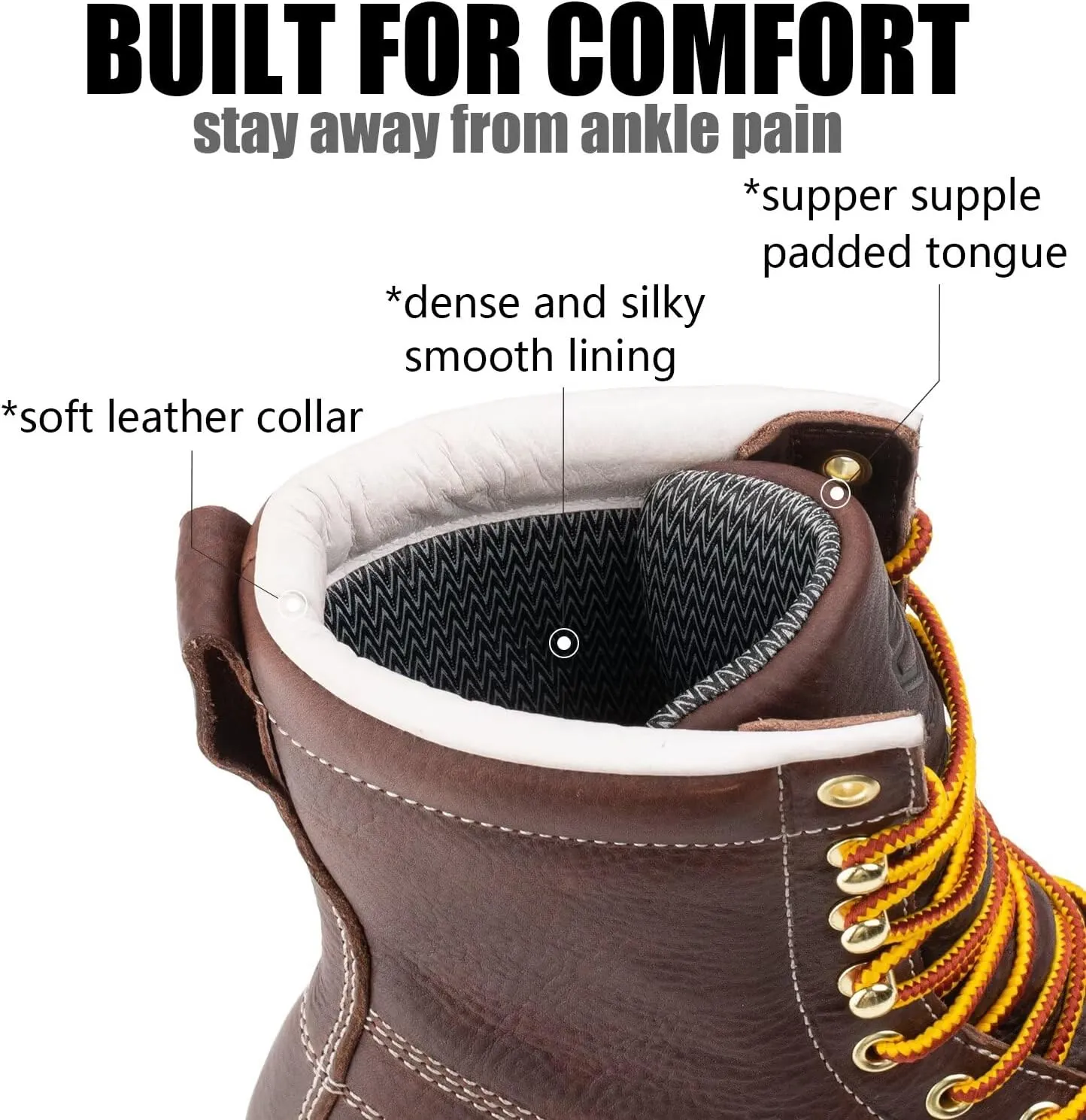 SUREWAY 8in Wedge Moc Toe Work Boots for Men - Soft Toe,Premium Full-Grain Leather,Safety Work Boots/Shoes,Comfort Insole,Oil/Slip Resistant,Real Goodyear,EH Rated Industrial Construction