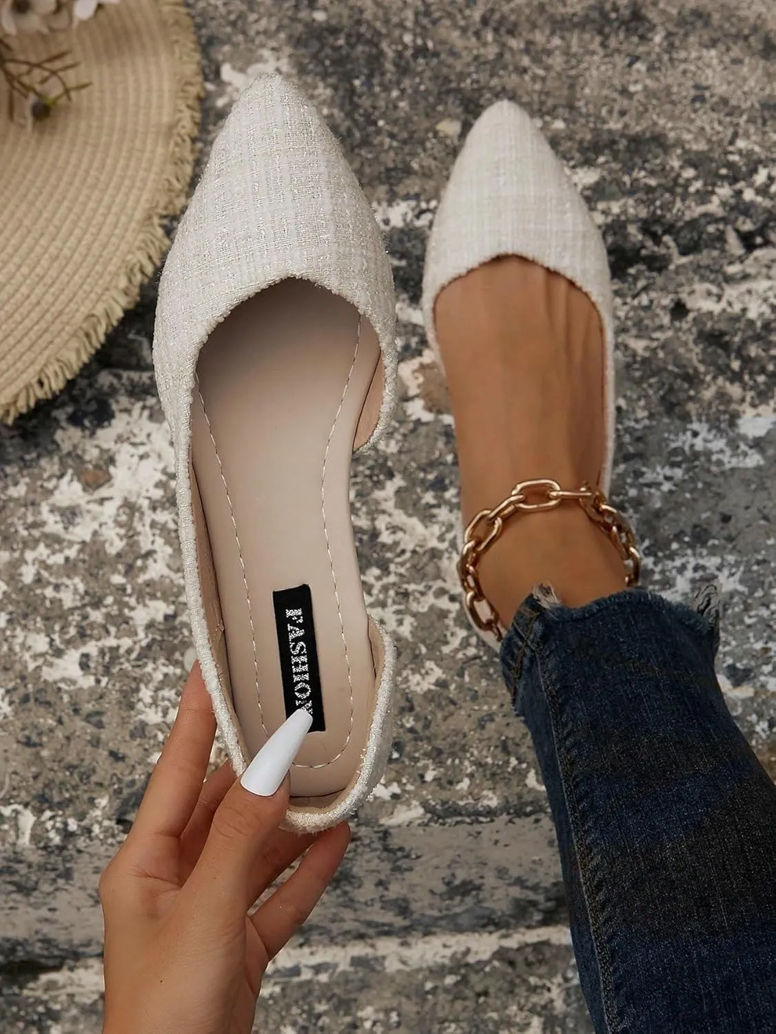 SweatyRocks Women's Pointed Fat Shoes Dressy Comfortable Office Shoes Closed Toe Sandals
