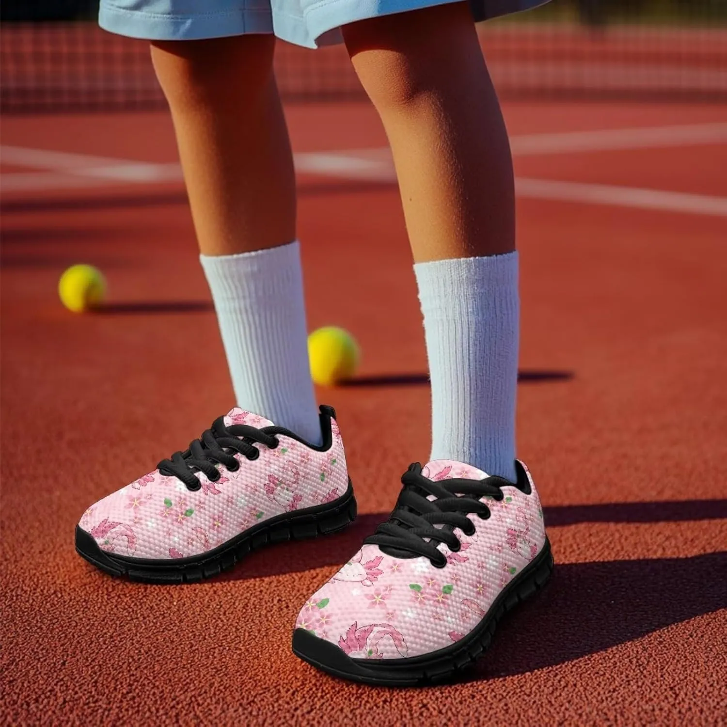 SYtrade Kids Lace-up Athletic Sneaker for Girls Flat Walking Shoes Black Sole