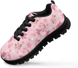 SYtrade Kids Lace-up Athletic Sneaker for Girls Flat Walking Shoes Black Sole