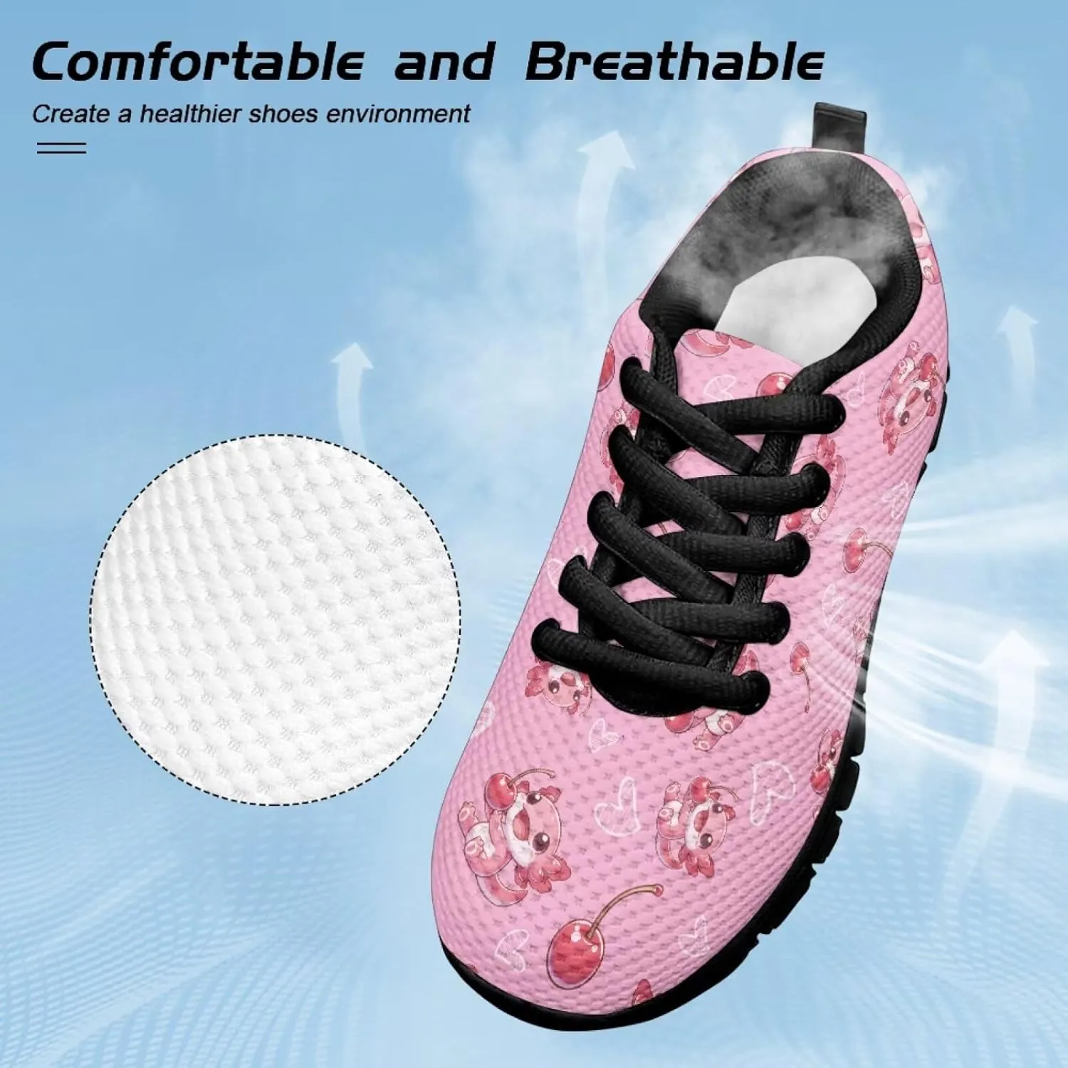 SYtrade Kids Lace-up Athletic Sneaker for Girls Flat Walking Shoes Black Sole