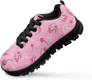 SYtrade Kids Lace-up Athletic Sneaker for Girls Flat Walking Shoes Black Sole