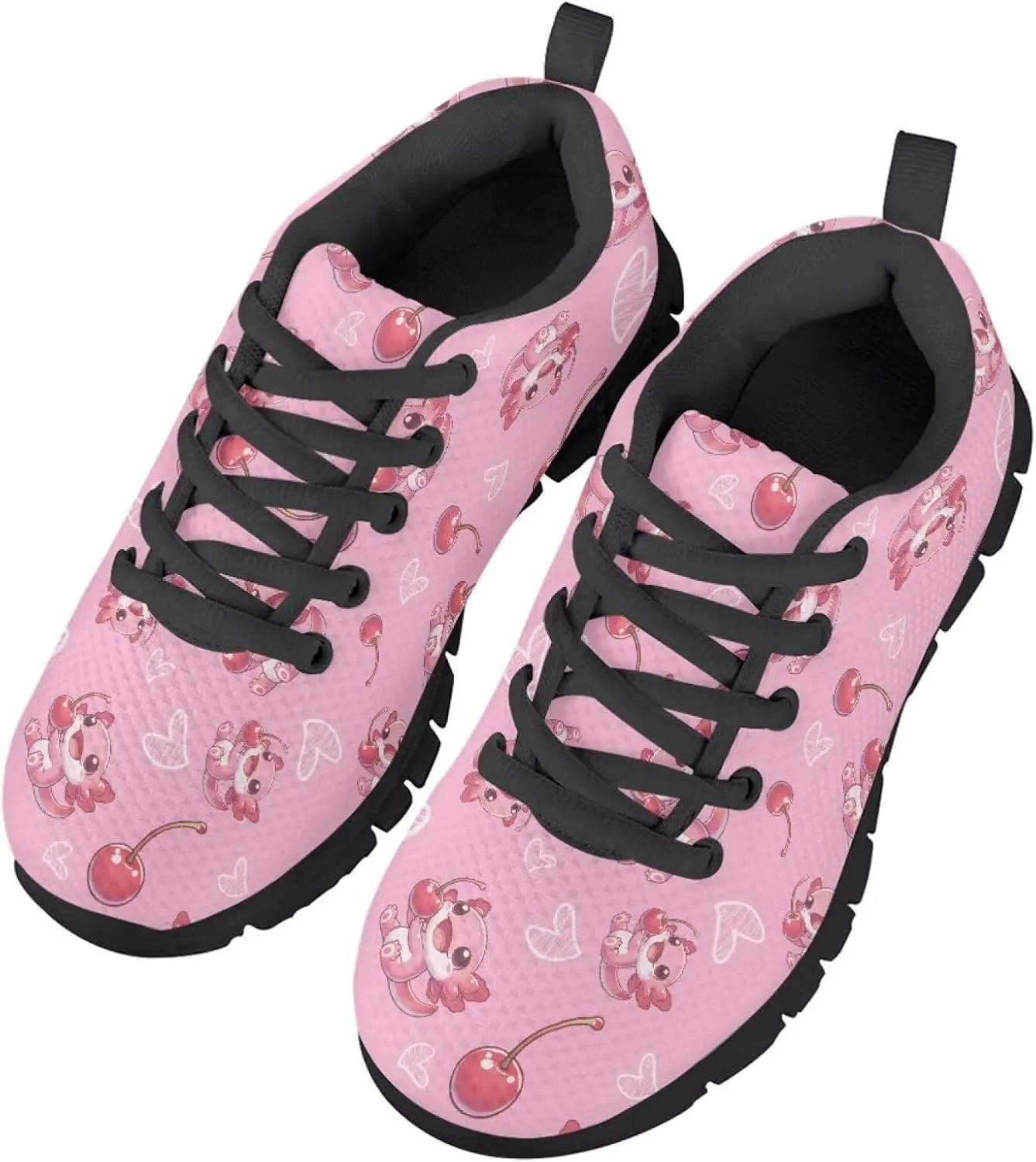 SYtrade Kids Lace-up Athletic Sneaker for Girls Flat Walking Shoes Black Sole