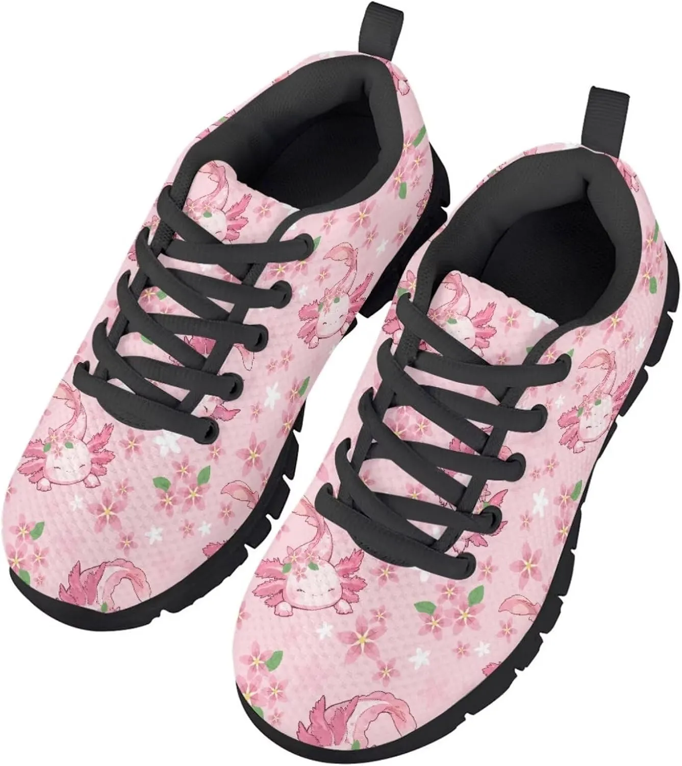 SYtrade Kids Lace-up Athletic Sneaker for Girls Flat Walking Shoes Black Sole