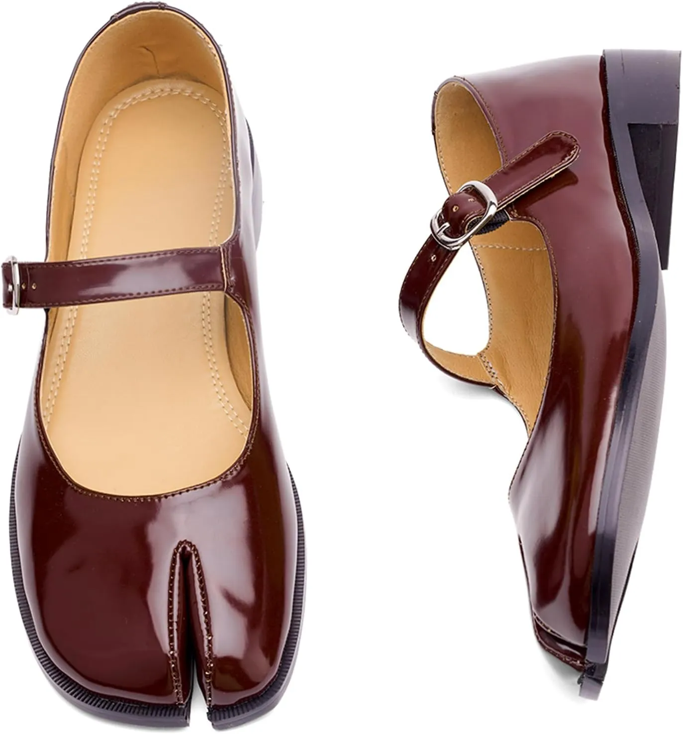 Tabi Mary Jane Shoes Women Split Toe Ankle Buckle Strap Womens Flats Comfort Casual Dressy Party School Work Dress Pumps Shoes