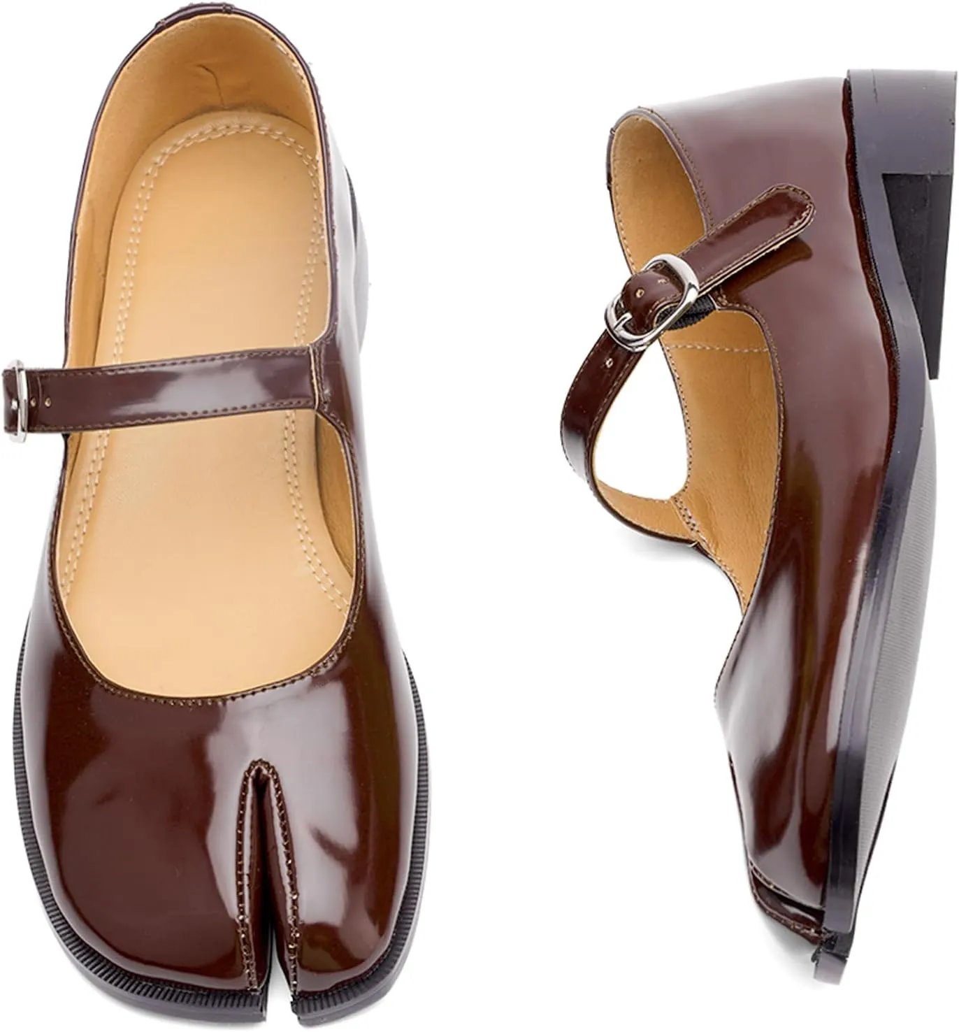 Tabi Mary Jane Shoes Women Split Toe Ankle Buckle Strap Womens Flats Comfort Casual Dressy Party School Work Dress Pumps Shoes