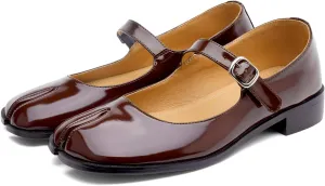 Tabi Mary Jane Shoes Women Split Toe Ankle Buckle Strap Womens Flats Comfort Casual Dressy Party School Work Dress Pumps Shoes