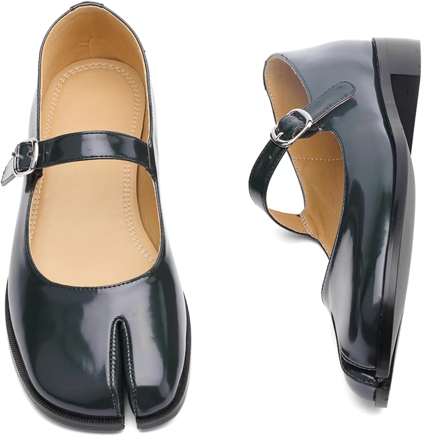 Tabi Mary Jane Shoes Women Split Toe Ankle Buckle Strap Womens Flats Comfort Casual Dressy Party School Work Dress Pumps Shoes