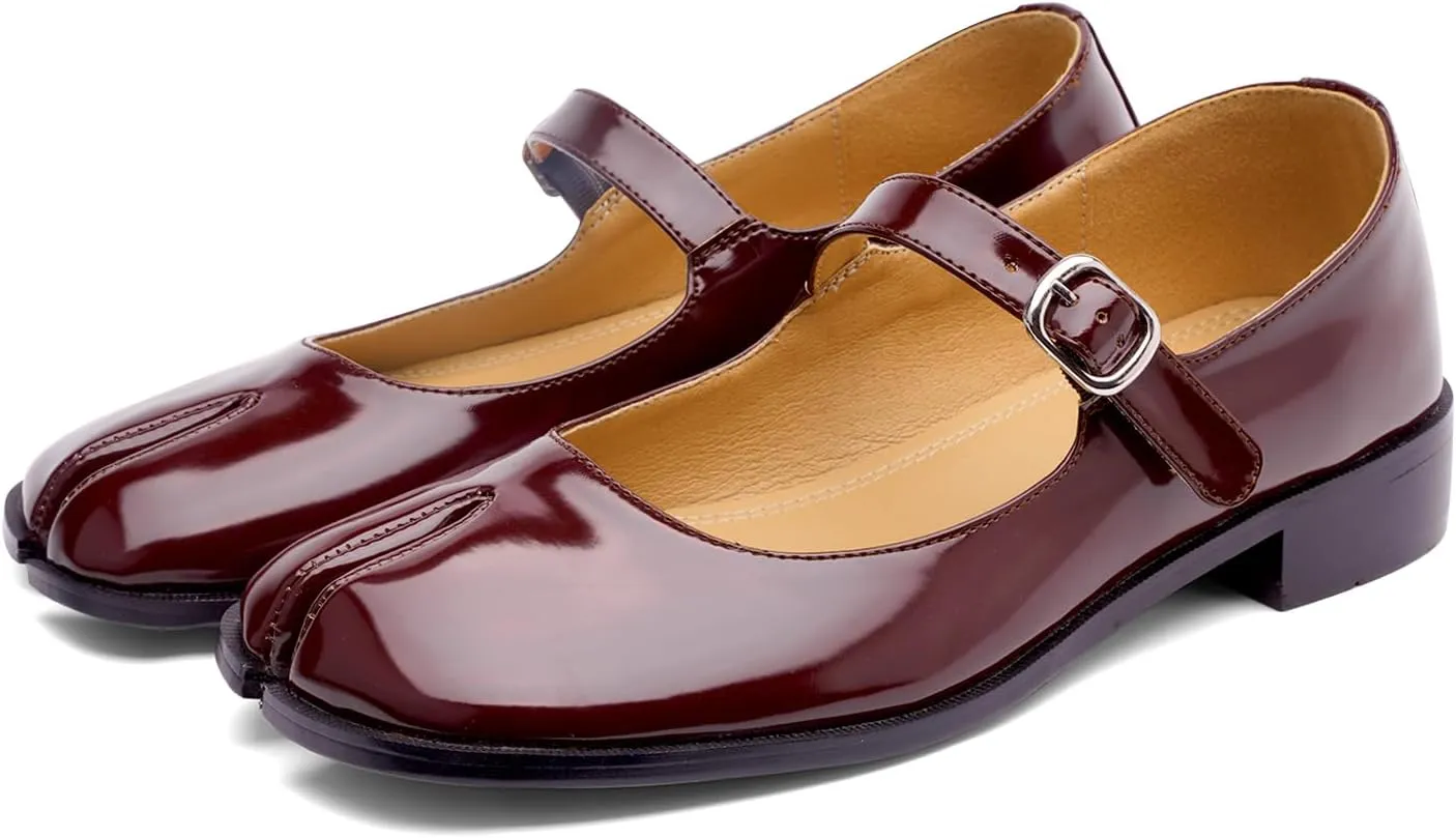 Tabi Mary Jane Shoes Women Split Toe Ankle Buckle Strap Womens Flats Comfort Casual Dressy Party School Work Dress Pumps Shoes