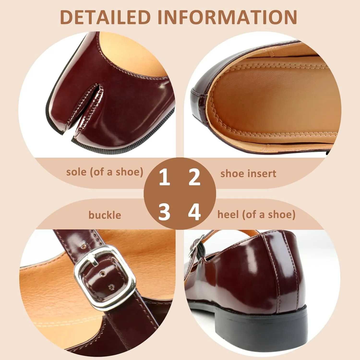 Tabi Mary Jane Shoes Women Split Toe Ankle Buckle Strap Womens Flats Comfort Casual Dressy Party School Work Dress Pumps Shoes