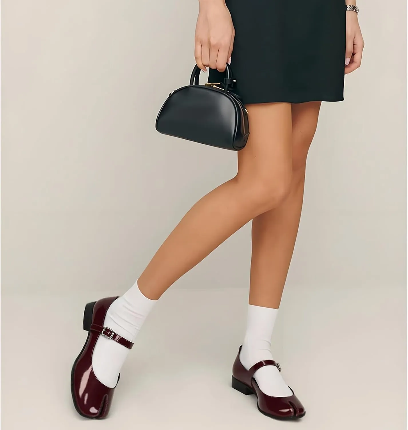Tabi Mary Jane Shoes Women Split Toe Ankle Buckle Strap Womens Flats Comfort Casual Dressy Party School Work Dress Pumps Shoes
