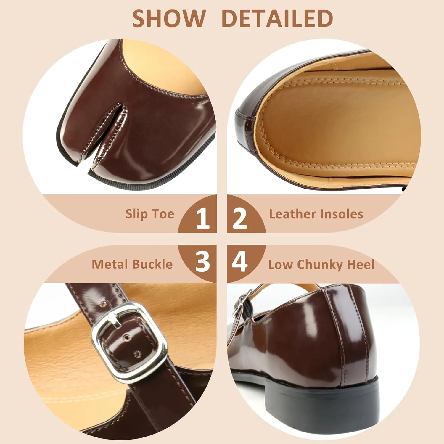 Tabi Mary Jane Shoes Women Split Toe Ankle Buckle Strap Womens Flats Comfort Casual Dressy Party School Work Dress Pumps Shoes