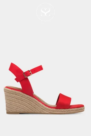 TAMARIS 1-28300-42 RED WEDGE ESPADRILLE SANDALS