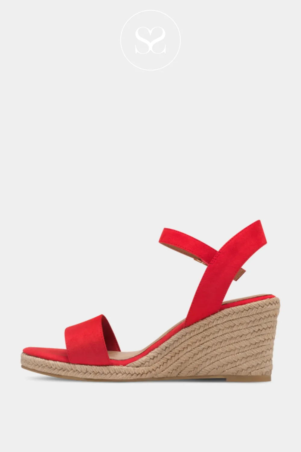 TAMARIS 1-28300-42 RED WEDGE ESPADRILLE SANDALS