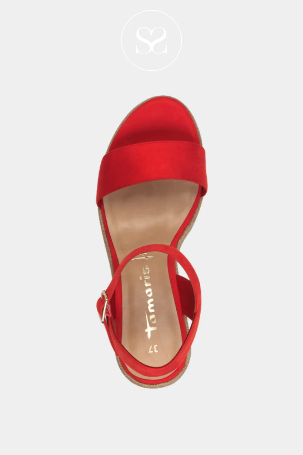 TAMARIS 1-28300-42 RED WEDGE ESPADRILLE SANDALS