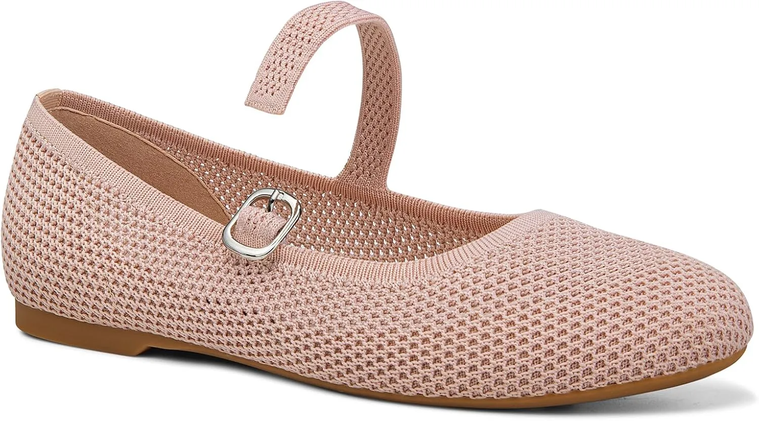 Tanamo Mary Jane Shoes Flats for Women Round Toe Shoes Ballet Flats Comfortable Dressy Adjustable Straps Casual Office Work Wedding Washable Knit Slip On