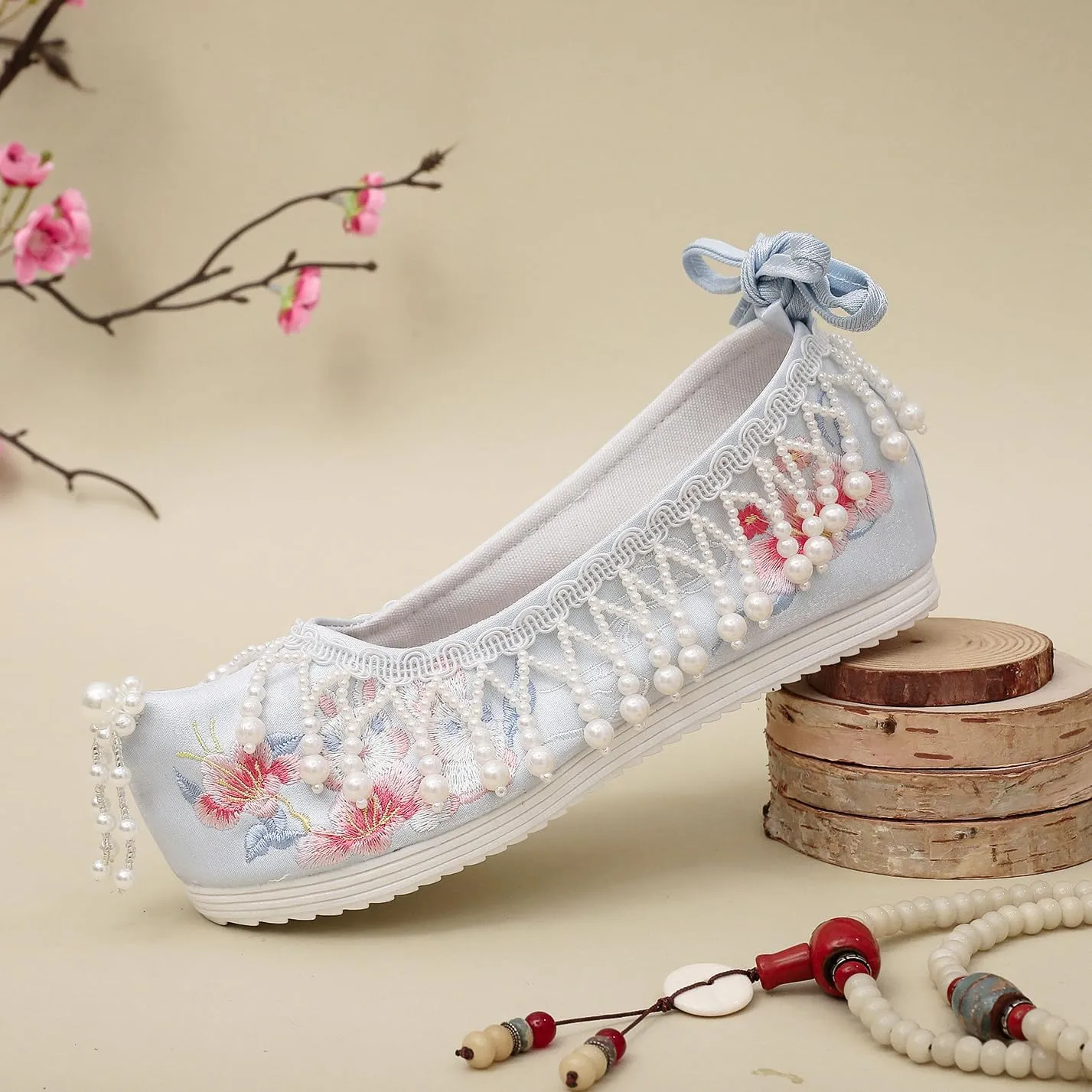 Tassel Hanfu Shoes Vintage Embroidery Flats Embroideried Mary Janes for Women